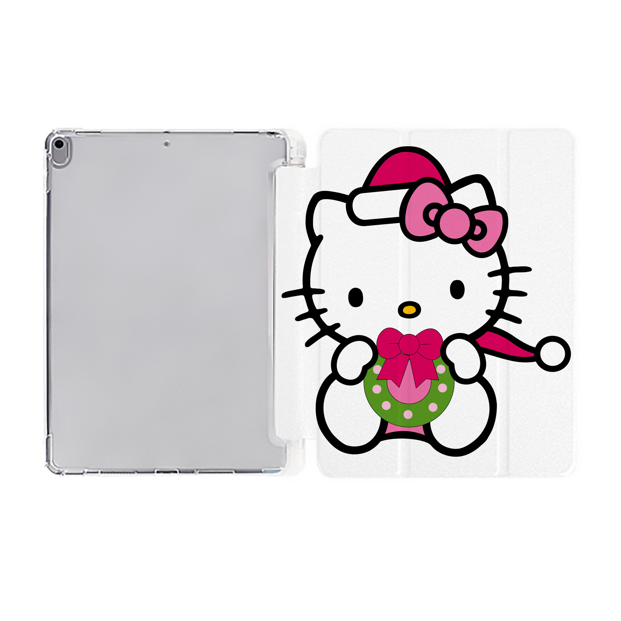 （画像用） Hello Kitty ハローキティ IPad ケース ペン収納付き 三つ折りスタンド PUレザー×シリコン 対応機種9.5/10.5/10.9インチ